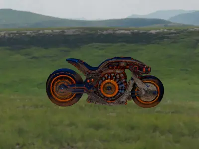 Chrono Forge Leviathan  Hyper Mechanical Motorcycle Low-poly 3D model