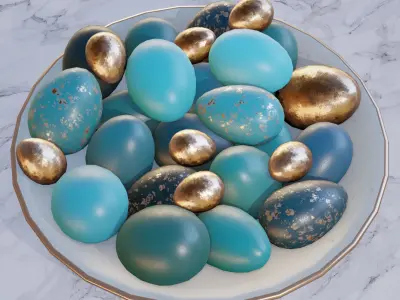 Blue Easter eggs Low-poly 3D model