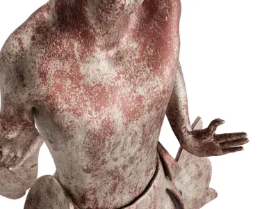 Antique Burmese Warrior Sculpture 3D model