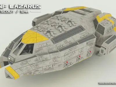 USNF Lazarus Spaceship with full Interior Low-poly 3D model