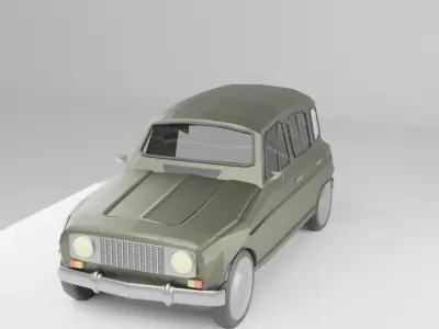 Renault R4 Car Lowpoly Free low-poly 3D model