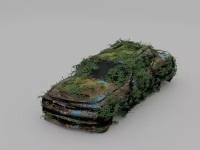 Damaged Rusty Car Low-poly 3D model