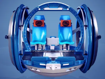 Gyrosphere inside of car with two seats Low-poly 3D model