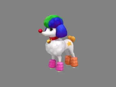 Cartoon puppy - Poodle - baby dog Low-poly 3D model