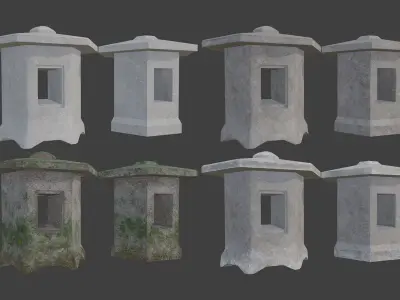 Pagoda Stone Statue Low-poly 3D model