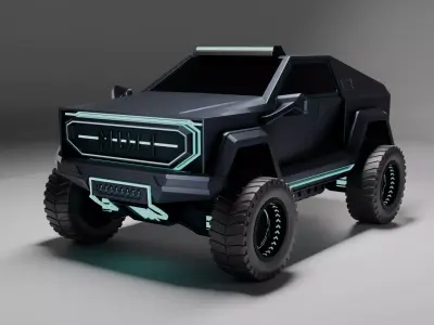 MULI Phantom  Cyber Offroad Concept 4x4 Truck  Low-poly 3D model