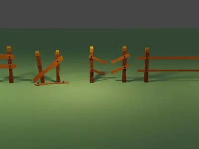 low poly fence 5  items Free low-poly 3D model