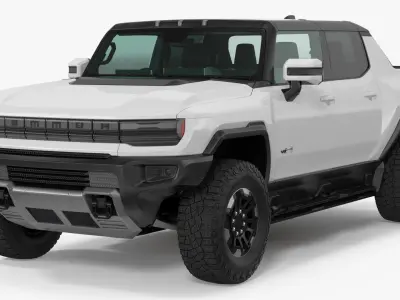 GMC Hummer EV PICKUP Lights Off Rigged for Cinema 4D 3D model