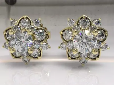 Timothes Diamond Earing 3D JewelryModel Printable 3D ER5 3D print model