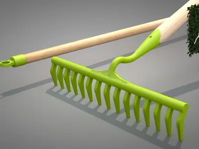 Garden Rake 15 Tines 3D model