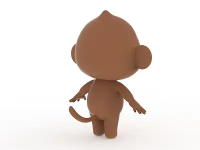 Cartoon Monkey Rigged Low-poly 3D model