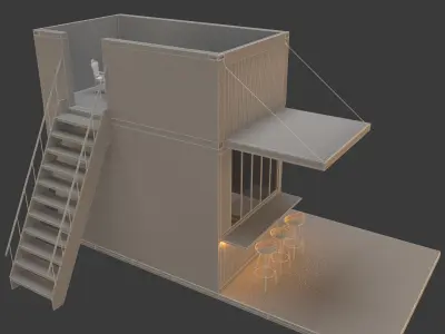 Cafe Container 3D Model  3D model