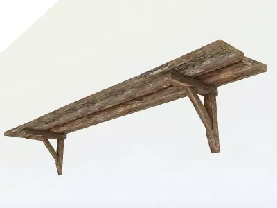 Old Wooden Shelf Low-poly 3D model