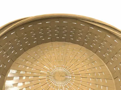 Wooden wicker basket 5 3D model