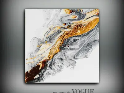 Frame 5 gold and marble abstract painting 3D model