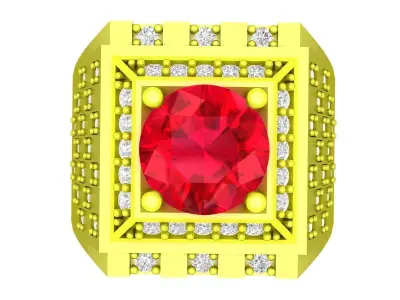 A7229 Korean Style Diamond Vintage Men Ring 3D print model