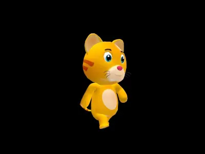 Cartoon Cat Animated Low-poly 3D model