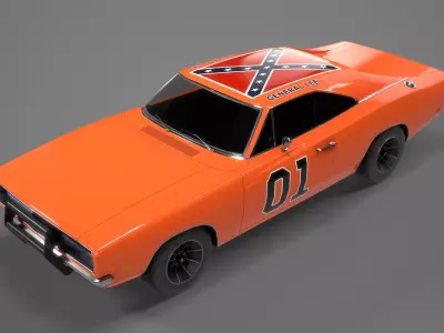 Dodge Charger 1969 General Lee Low-poly 3D model