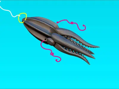 squid octopus like one-piece fishing lure 3D print model