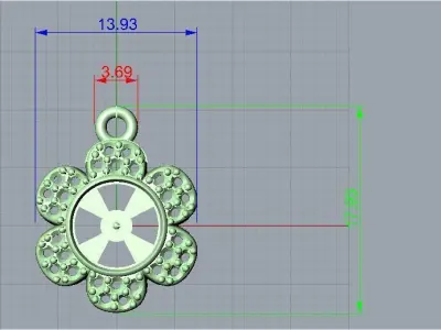 Flower pendant with gems   Ati002 3D print model