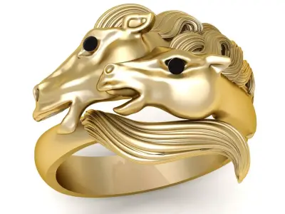 Hip Hop Horse Ring For Men 3d Printable Model 3D print model