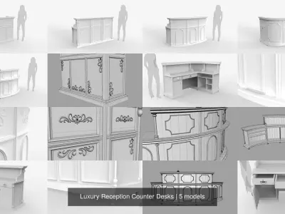 Luxury Reception Counter Desks 3D Model Pack
