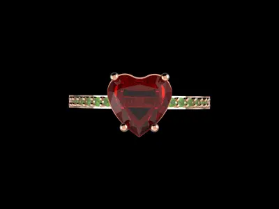  Fashion Heart Ring With Brilliants 3D Print Model 3D print model