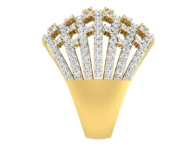 Light Weight Yellow Gold Diamond Ring  -DDS RN 217 3D print model