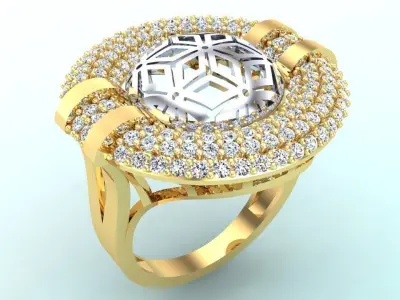  Mesh flower ring - Italian rings - Womens Rings - N6363 3D print model