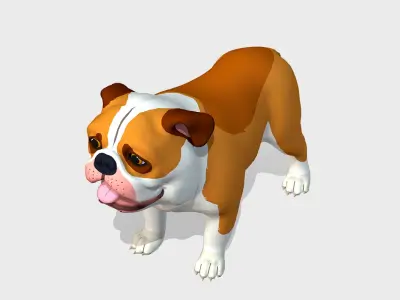 Cartoon Dog - Bulldog Low-poly 3D model