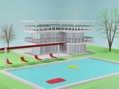 Villa Design Low-poly 3D model