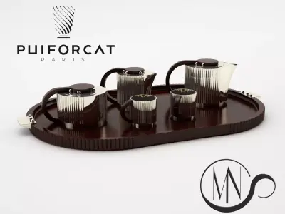 Pro - Service Puiforcat 1930 Silver and Wood Palissandre 3D model