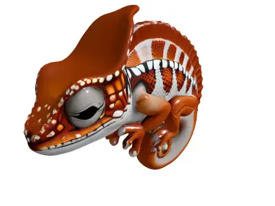 Detailed Exotic Veiled Chameleon Model Low-poly 3D model