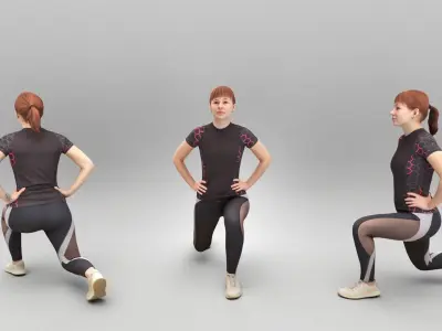 Pretty woman doing stretching 342 Low-poly 3D model