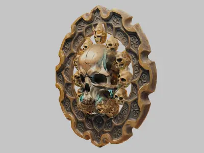 Sci-Fi Skull Emblem Low-poly 3D model