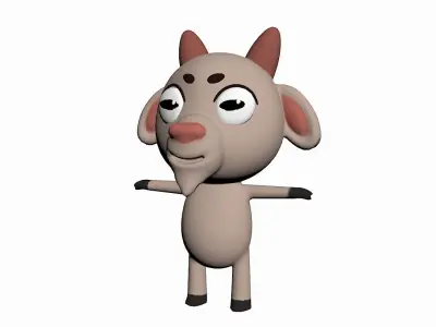 Cartoon Goat Character Low-poly 3D model