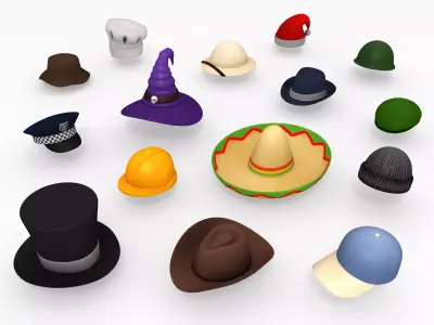 Hat Pack Low-poly 3D model