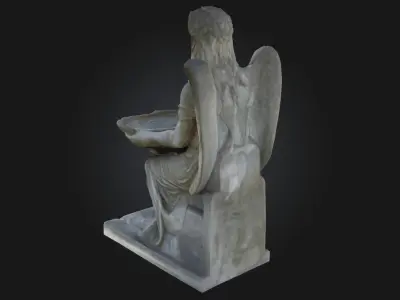 Angel with Shell Basin  Ornamental Sculpture Model for Sacred  3D model
