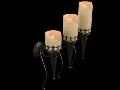 Antique Iron Candle Sconces 3D model