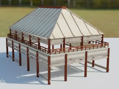 jap covered market Low-poly 3D model