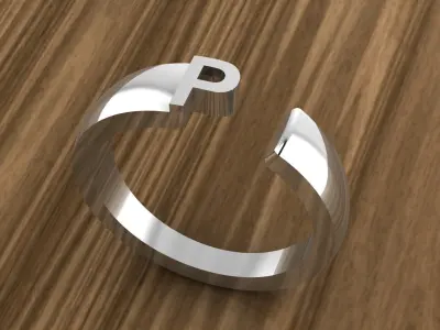 Alphabet Ring P 3D print model