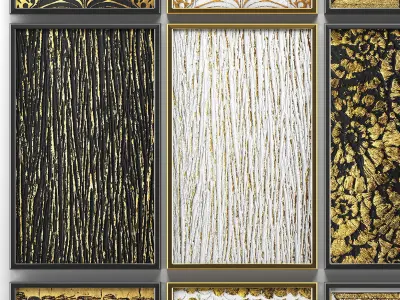 Collection of paintings with gold for walls 4 3D model