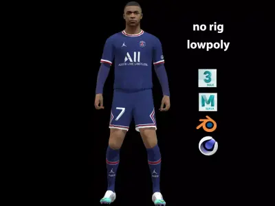 Kylian Mbappe lowpoly no rig Low-poly 3D model