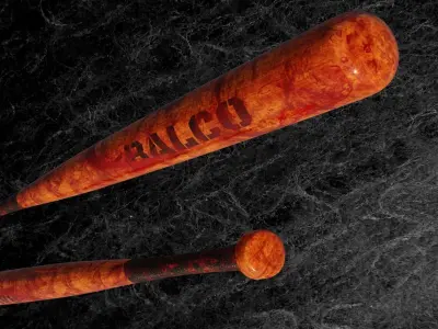 POST APOCALYPTIC MELEE WEAPON  BASEBALL BAT BLOOD STAINED Low-poly 3D model