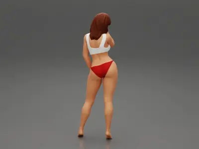 Beautiful slim body of mid adult woman wearing bra and bikini 3D print model