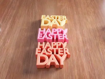 Happy Easter Day Text - 422 3D print model