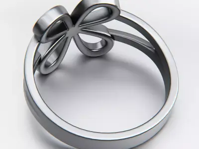 Elegant Loop Flower Ring - Minimalist Floral Jewelry 3D print model