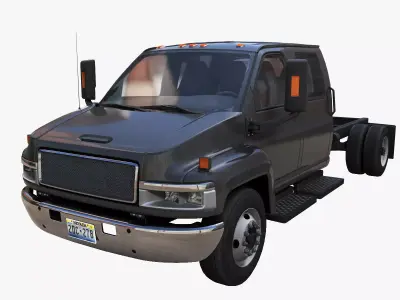 Crewcab frame truck Low-poly 3D model