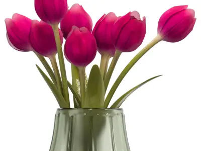 Flowers Set 1 vase with tulips 3D model