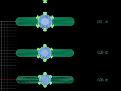 Set of 7 two tone diamond engagement rings Tiffany style 3D print model